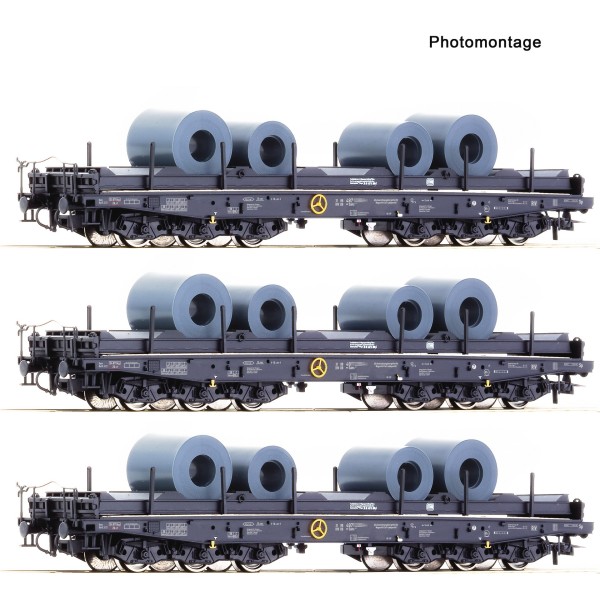 Coffret de 3 pièces: Wagons pour transport de charges lourdes, DB