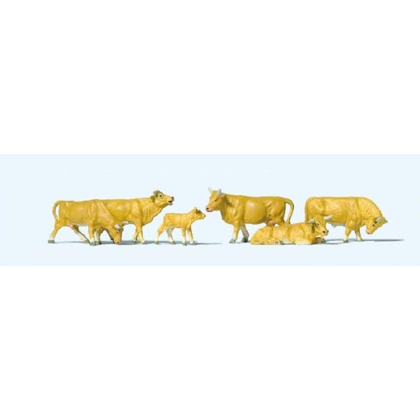 Set de 6 vaches beiges et blanches