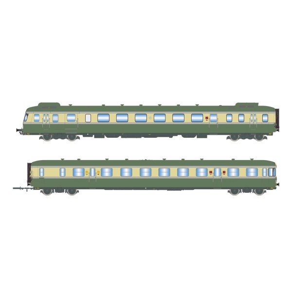 SNCF, diesel railcar RGP II X 2716 + trailer  ,  smoke shields, out lo