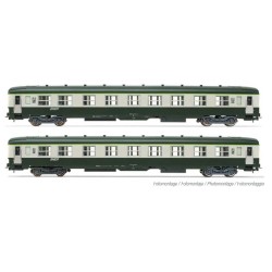 SNCF, 2-unit pack 2nd class coaches DEV AO U59 B9 (exA9), green/grey l
