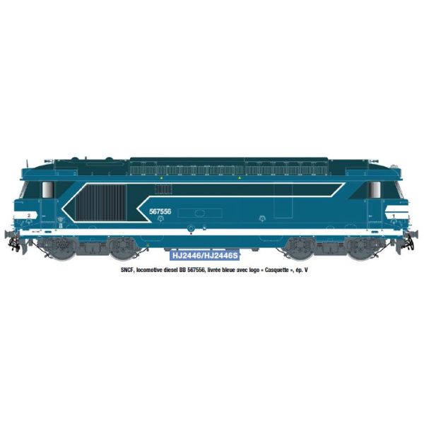 SNCF, BB 567556 diesel loco, flat lateral sides, blue livery  casquett